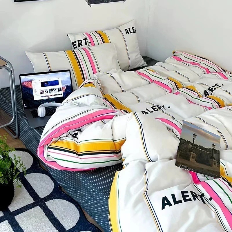 布団カバー 3/4点セット 掛け布団カバー 敷布団カバー しま図案 子供用 大人用 可爱 しまむら-布団カバー あったか 防臭 洗える 防ダニ 和式 シングル セミダブル ダブル 韓国風 快適 洗える 4,996円