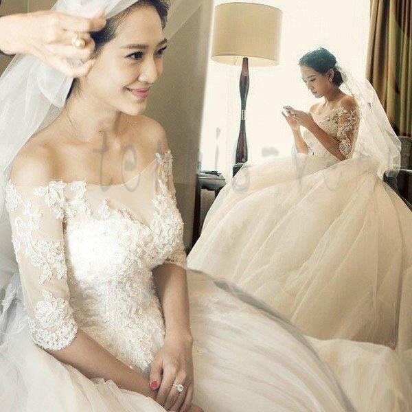 ウエディングドレス 袖付き 二次会 ウェディングドレス 安い 秋冬 結婚式 プリンセス エンパイア