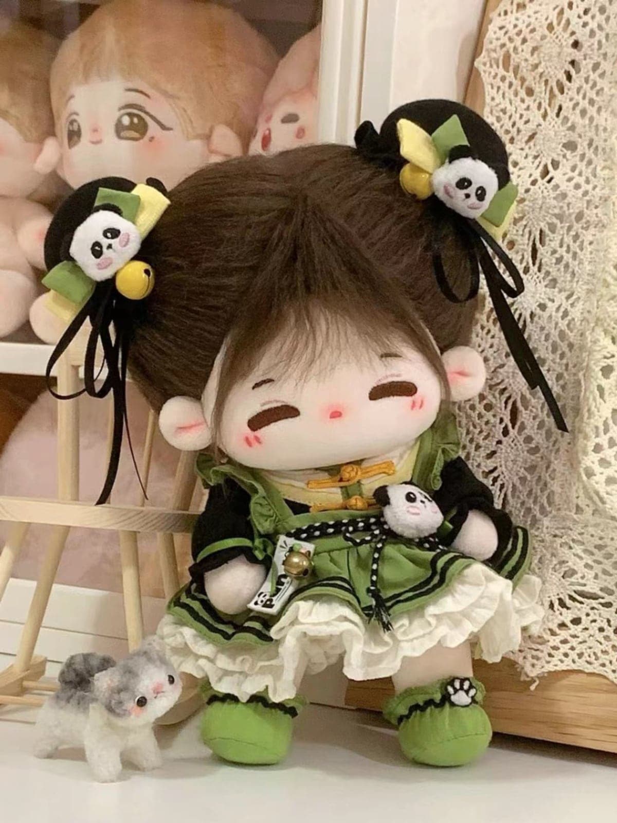 【激安本日限定】フルスタイル緑竹パンダコットン人形20cmベビー服セット限定30％割引