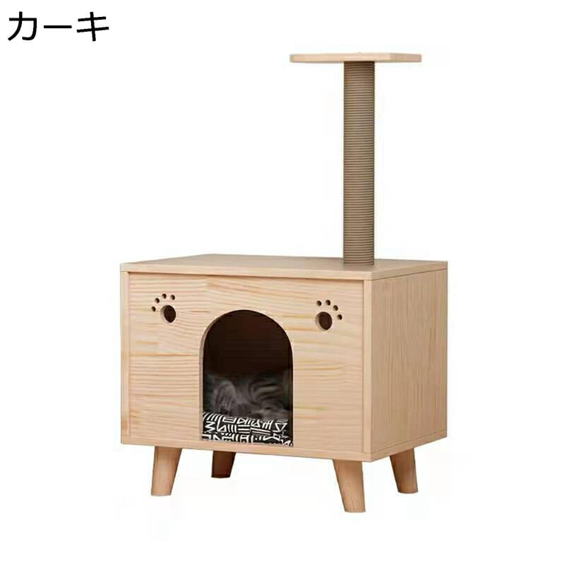 キャットヴィラ ペットハウス 猫 キャットタワー 猫用キャビネット ナイトテーブル 家具として使える スクエア ベッドサイドテーブル 猫用ハウス 木製 ベアヘッドスタイル 猫の家 四季通用 湿気遮断