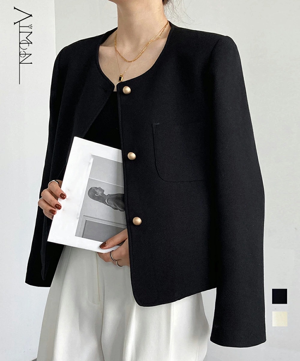 ジャケット ノーカラー レディース 韓国 オシャレ テーラードジャケット フォーマル 長袖アウター ショートコート 春秋冬 オフィスカジュアル ジャンパー 通勤