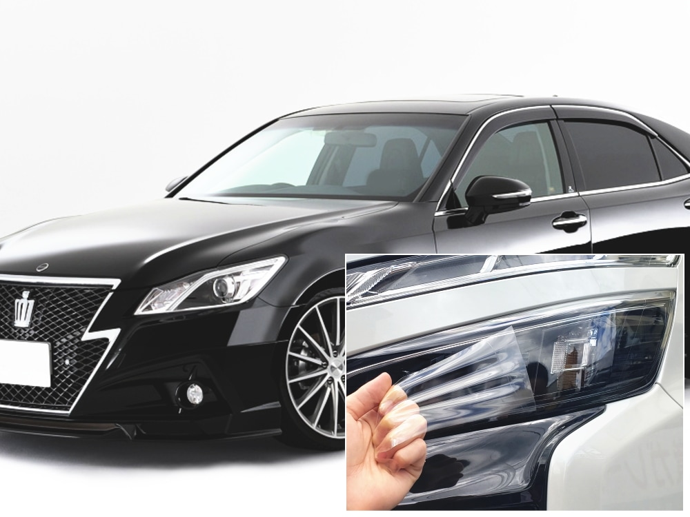 ヘッドライトプロテクションフィルム (クラウン 210系 前期) 車種専用 カット済み 左右セット ヘッドライト保護 S210系 前期 トヨタ用