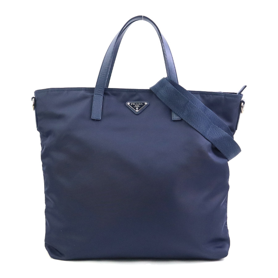 プラダ PRADA ハンドバッグ ショルダーバッグ ナイロン/レザー ネイビー ユニセックス 90080g
