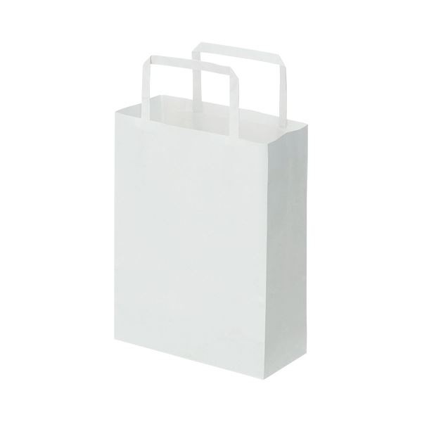 （まとめ）TANOSEE 紙手提袋 平紐 極小ヨコ180×タテ240×マチ幅80mm 白無地 1パック（50枚）(×10セット)