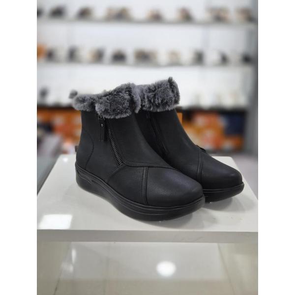 セーブゾーン05 女性用シープスキン ジッパー装飾 コンフォートアンクルブーツ 3.5cm WA68 (44108047)