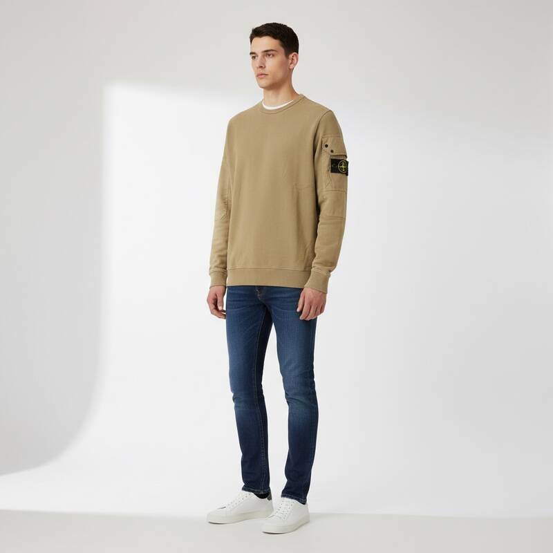 ストーンアイランド ブラッシュド クルーネックTシャツ ビスケット メンズ 811563920 V0094