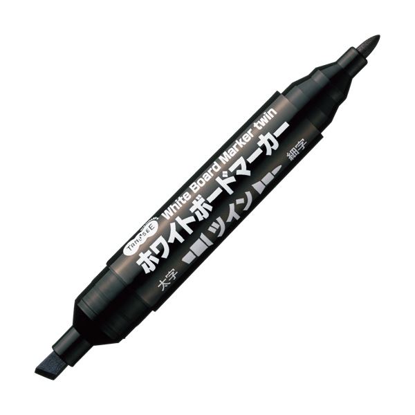 (まとめ) TANOSEE ホワイトボードマーカーツイン 黒 1セット（10本） (×10セット)