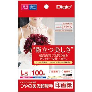 （まとめ） Digio2 インクジェットプリンタ用紙 印画紙タイプ L／100枚 JPSK2-L-100(×5セット)
