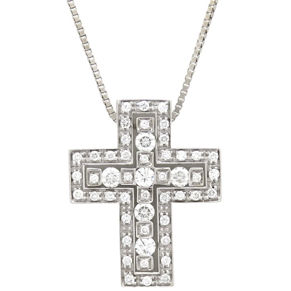 ダミアーニ DAMIANI ネックレス ベルエポック S K18WG ダイヤモンド ホワイトゴールド ペンダント 750 18金 クロス 十字架 20020149【中古】