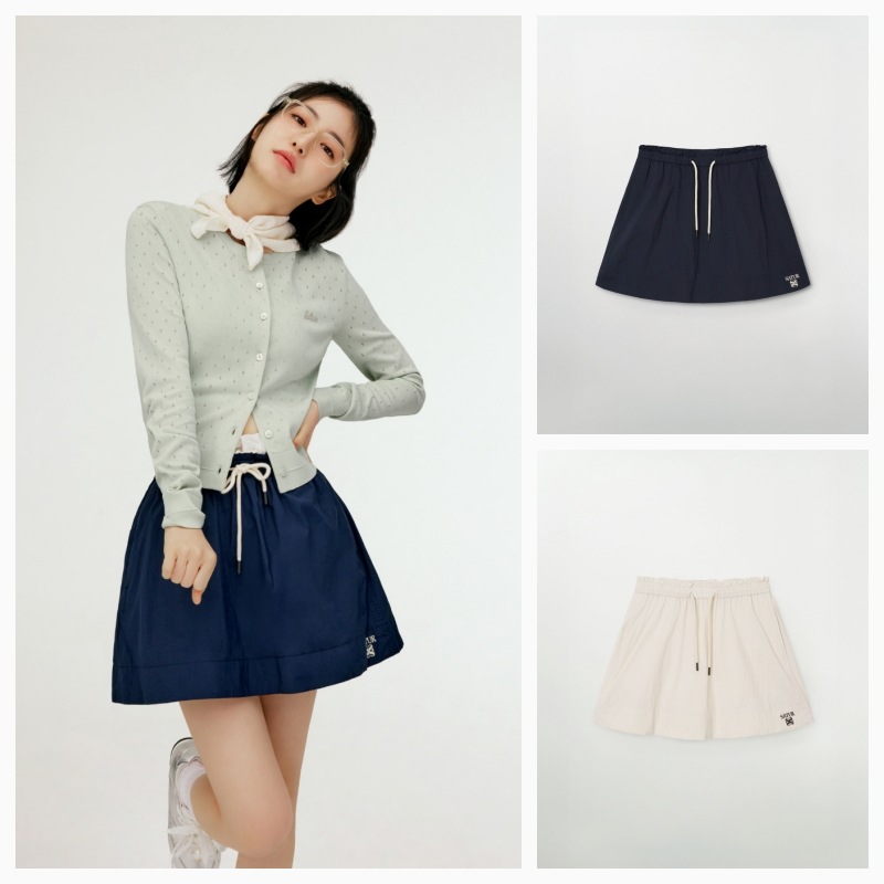【SATUR】26SS (W) LOGO STRING NYLON FLARE SKIRT : 2COLORS