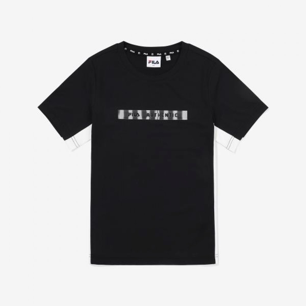 [フィラキッズ] スクエアロゴ機能性Tシャツ (FK2RSF2504X_BLK)