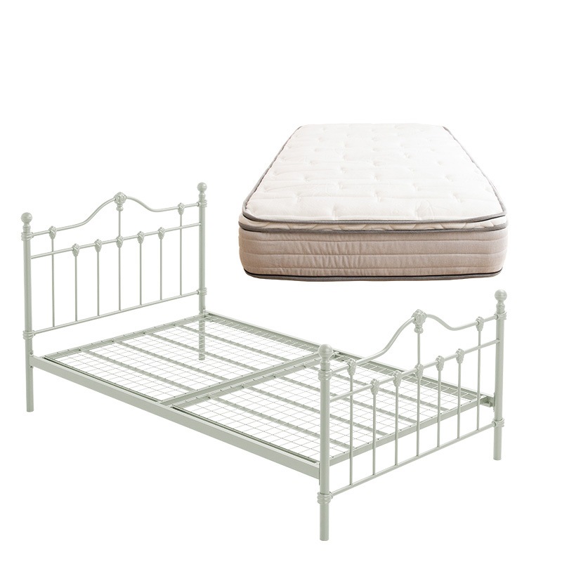 気分はプリンセスエレガンスアイアンベッド ＋ マットレス付 (ホワイト/ブラック）セミダブルベッド セミダブルフレーム ポケットコイル 高密度 D