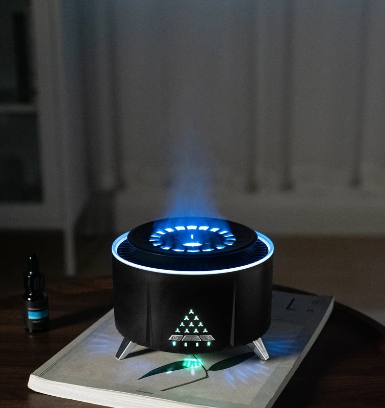 火山性加湿器炎のディフューザー,家庭用のエッセンシャルオイル,ミニエアピーチ,クラゲのミストリング black 米国
