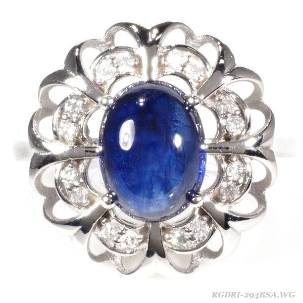 K18WG3.91ct 天然 サファイア ダイヤモンド リング 指輪 繊細デザイン 高純度 最