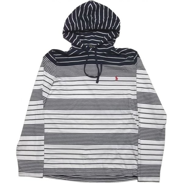 長袖 ワンポイント ボーダー パーカ Tシャツ ネイビー PR2-1274