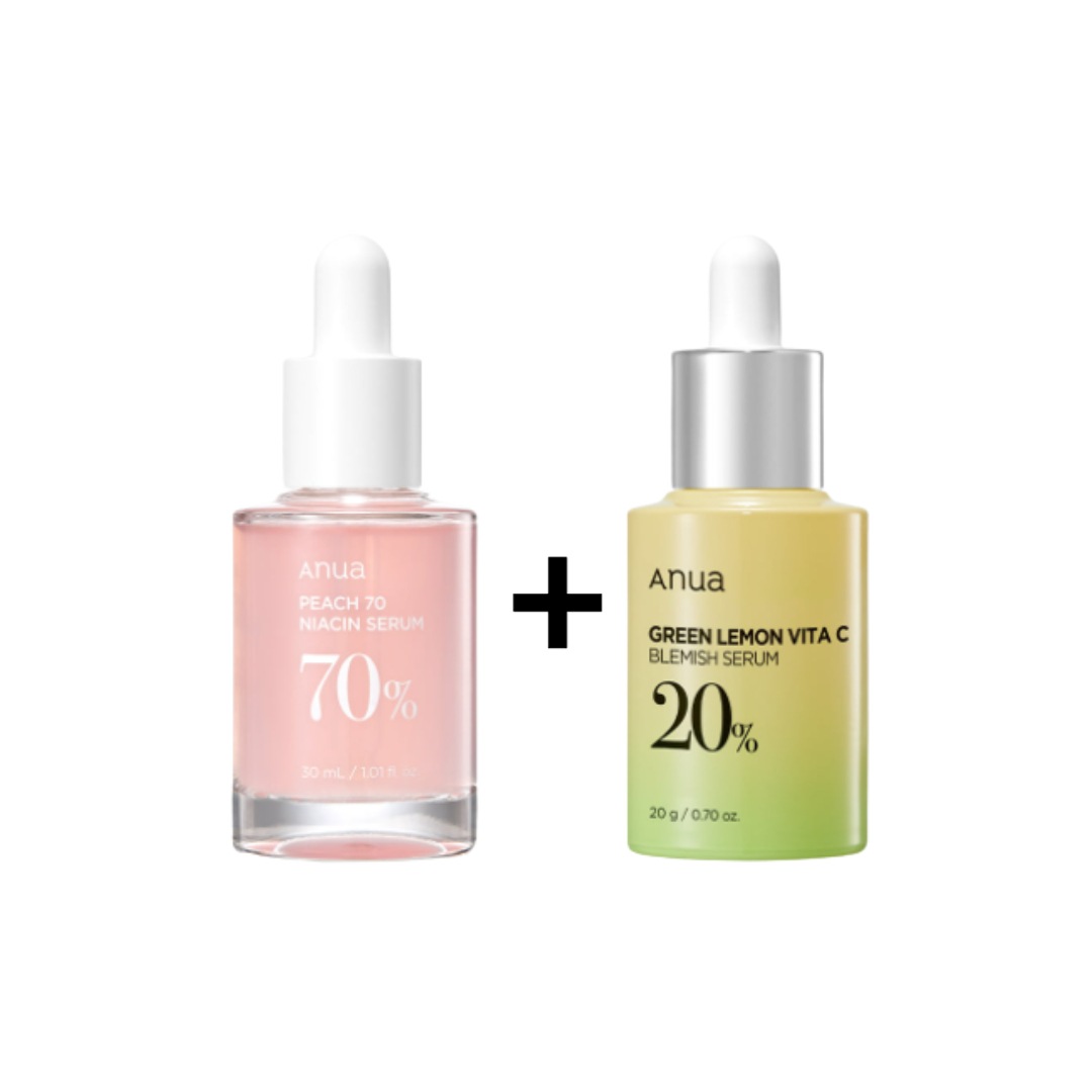 ブライトニングセット(桃 70 ナイアシン セラム 30ml+グリーンレモン ビタC 雑ティーセラム 20g)韓国コスメ