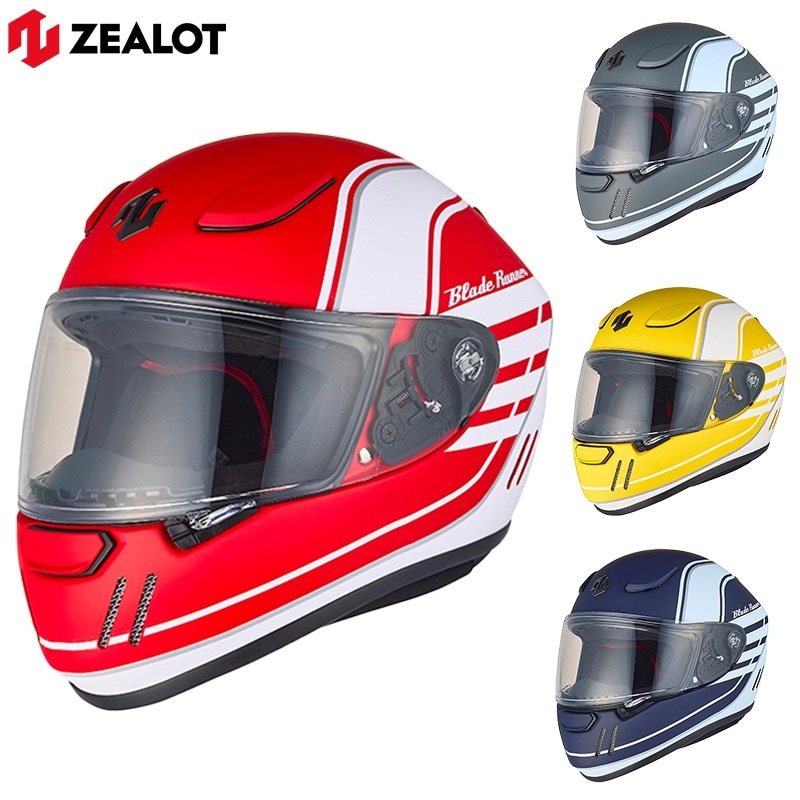 【楽・Y2・au・Qo・本店用バリエーション】ZEALOT ジーロット ブレードランナー フルフェイスヘルメット グラフィック ユーロ マットレッド ブルー イエロー グレー S M L XLサイズ