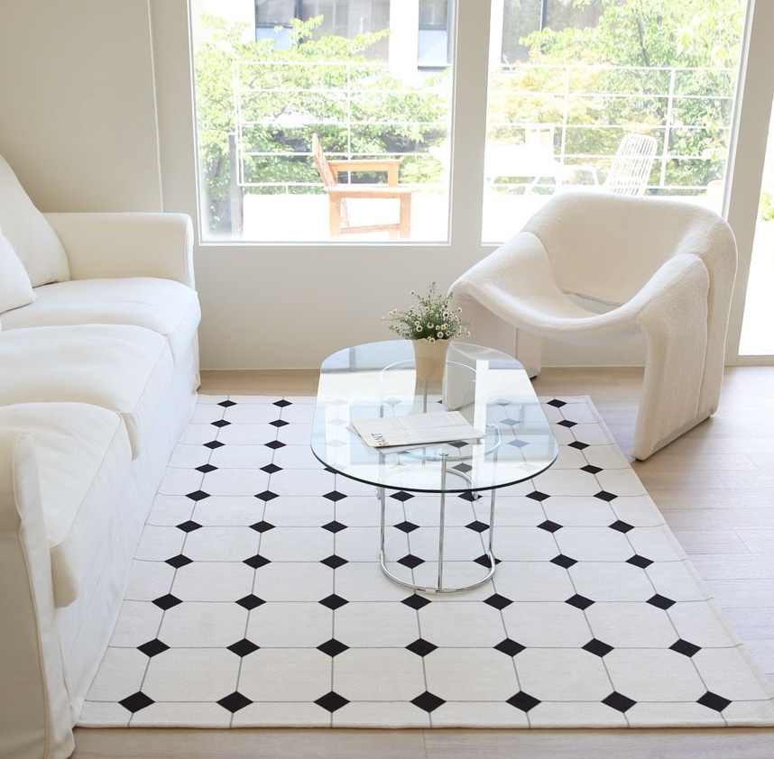 ほこりのないウォッシャブルクラシックチェック単毛デザインサイザルクリビングルームカーペット四季ラグ100x150