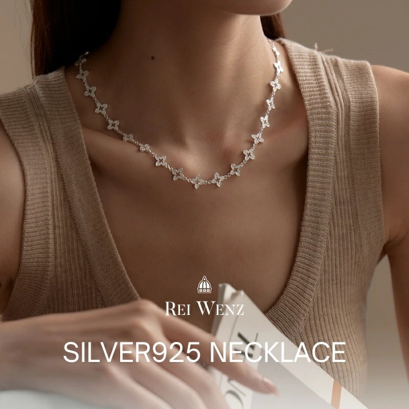 【高品質silver925】ネックレス フラワー　クローバー　チェーンネックレス シルバー925 インスタ 大人かわいい おしゃれ シンプル レディース シルバー ゴールド