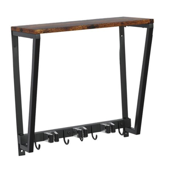 モップほうきホルダー ツール収納オーガナイザー 3スロット 4フック キッチンハンガー フローティングシェルフ トイレ ツールルーム ランドリールーム