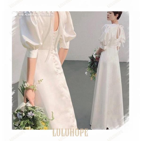 夏新品ウェディングドレス 白 パーティードレス ウエディングドレス エレガント 簡約 パーティー 花嫁ロングドレス ワンピース 結婚式 二次会 挙式