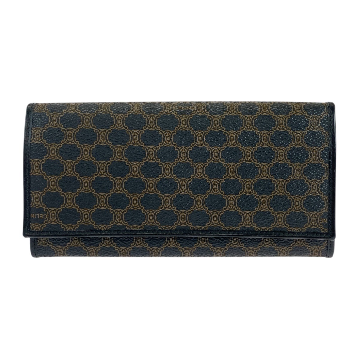 美品 マカダム ブラウン ブラック 黒 ゴールド金具 PVC M/99/1 長財布 ロングウォレット レディース 504686