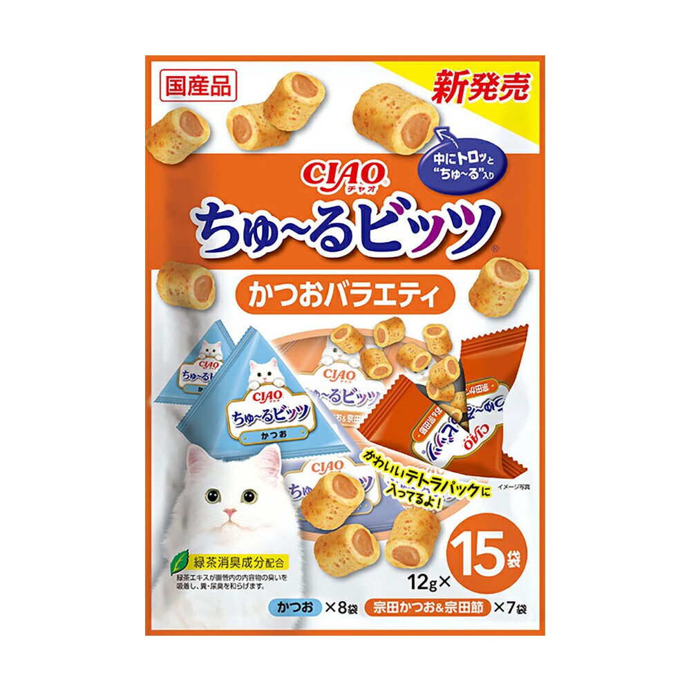 いなば　ちゅーるビッツ　かつおバラエティ　１２ｇX１５袋X１６　ちゅーる　チュール　猫　ＣＲＣ35―25―83―00―00