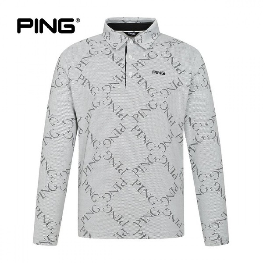 [ping] メンズ機能性ジャカードカラー長袖Tシャツ