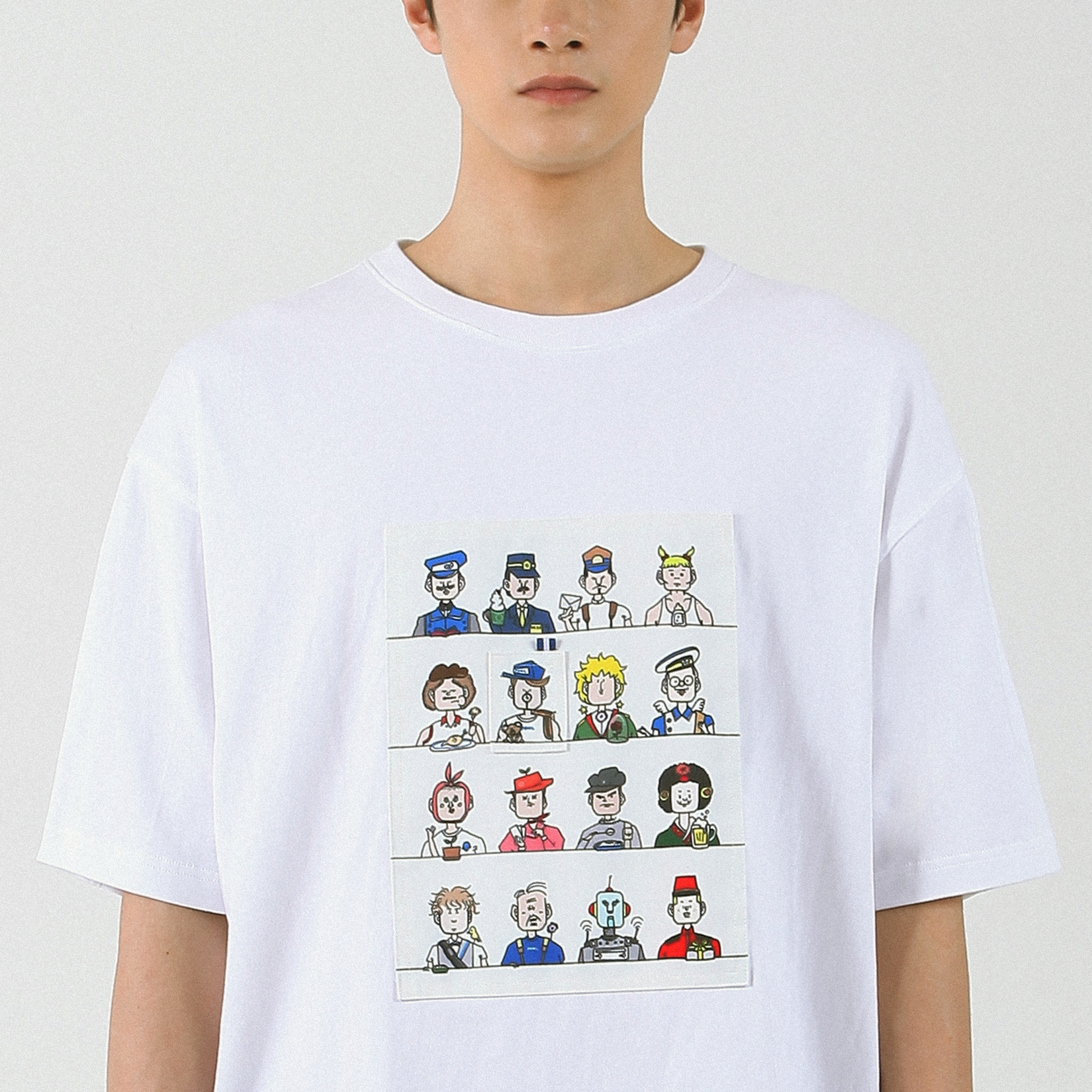 ILLUSTRATION PATCH T-SHIRT_WHITE 韓国半袖Tシャツ