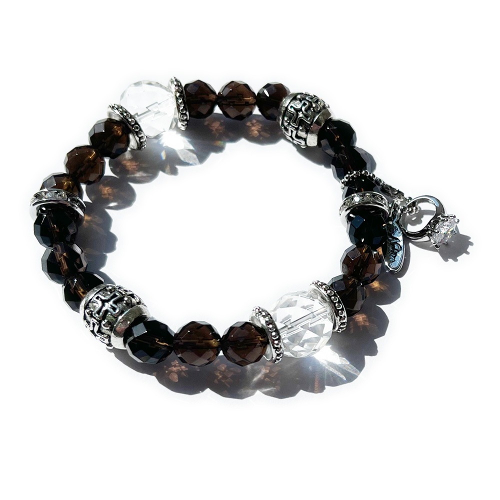 カットスモーキークォーツ パワーストーン ブレスレット カット水晶 天然石 パワーストーン ブレス