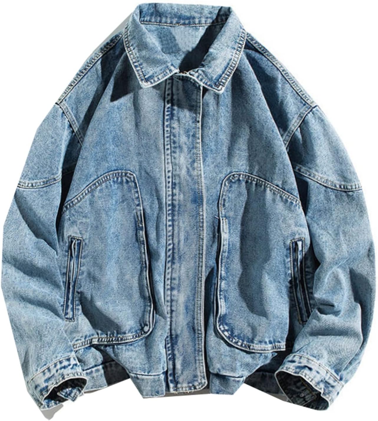 レトロ デニムジャケット メンズ 春秋 ジージャン Gジャン カジュアル 綿 アウター ジップアップ 折り襟 ブルゾン 男性用 ジャンバー カーゴジャケット 釣り 登山 ウオーキング おおき