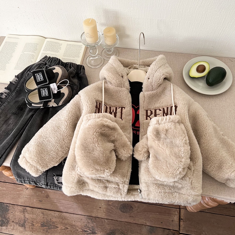 子供用ウールのフードコート秋冬子供用韓国服子供用冬服保温毛糸セーター