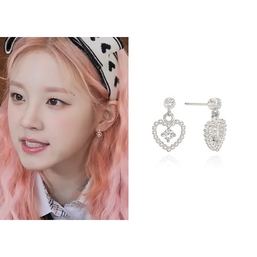 [ビッジウナ/女の子たちウギ着用]クイングハートイヤリング/韓国ジュエリー 韓国ファッションスタイル SNSで人気 韓国女性アクセサリ