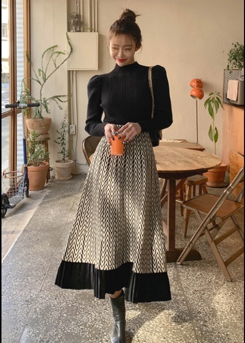 ニットスカート ロング ロング丈 ミモレ ミモレ丈 ミディアム丈 膝下 半端丈 7分丈 Aライン フレア 格子柄 ツイード レディース カジュアル かわいい 大人可愛い お洒落 おしゃれ