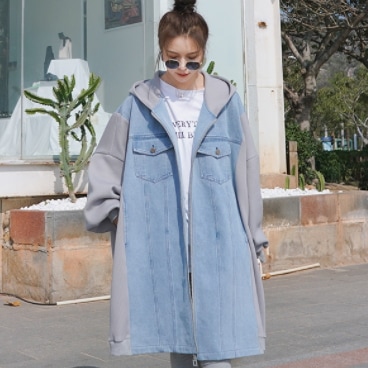 デニムパーカー ブルー アウター スリム 細身 ストレート スマート かわいい きれいめ シンプル