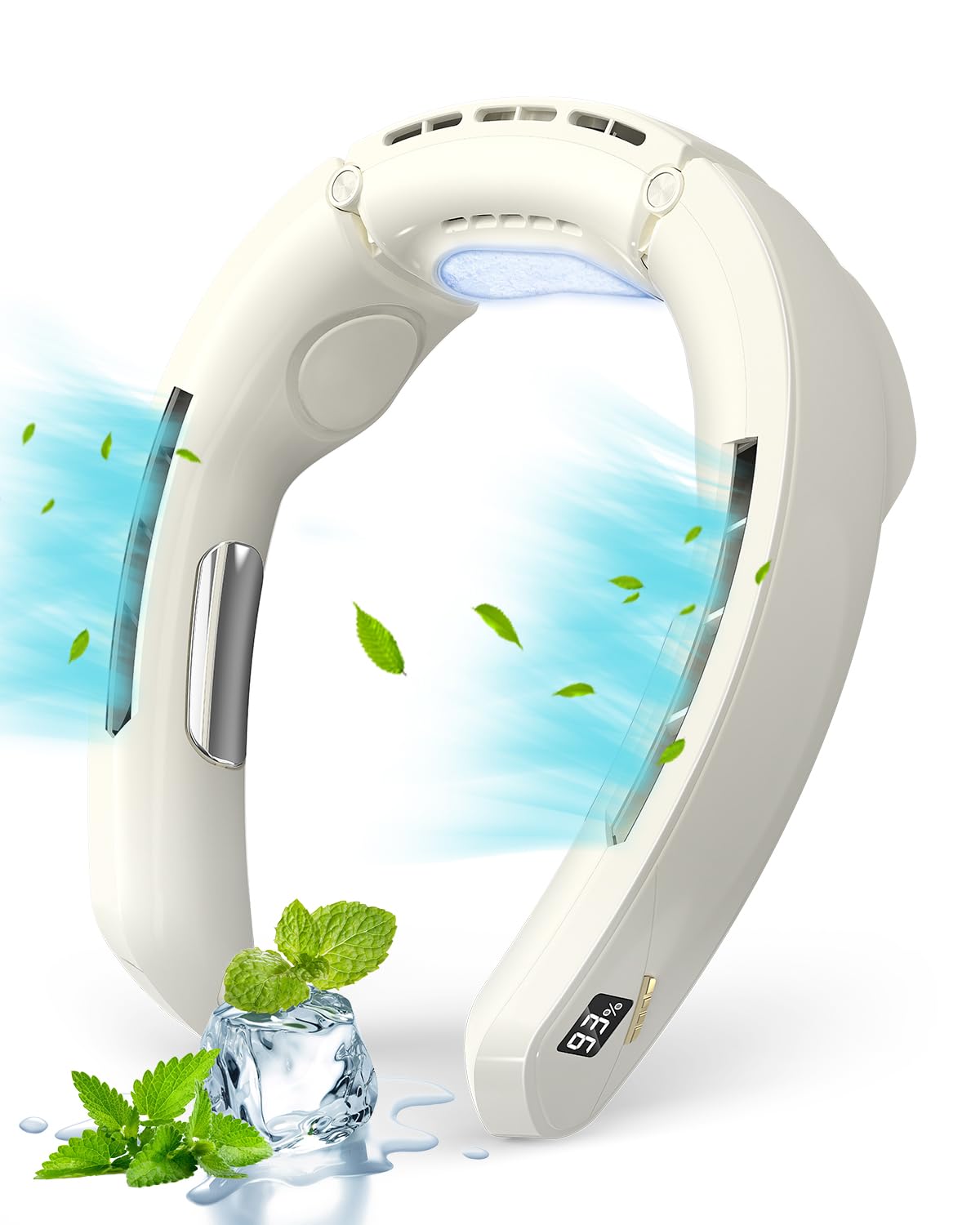 【冷却プレート&2025年夏新型】JUUE ネッククーラー 首掛け扇風機 携帯扇風機 風量無段階調節 半導体冷却 瞬間冷 LEDディスプレイ表示 Type-C充電 4000mAh大容量バッテリー 長時