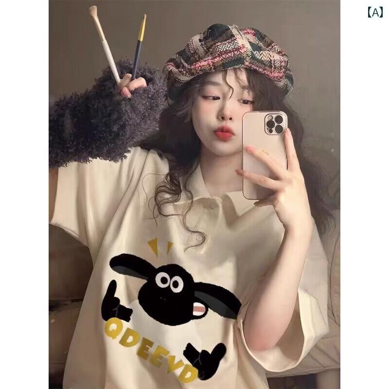 ポロシャツ レディース 綿 半袖 Tシャツ 夏 ファッション シック トップス コットン かわいい ベージュ