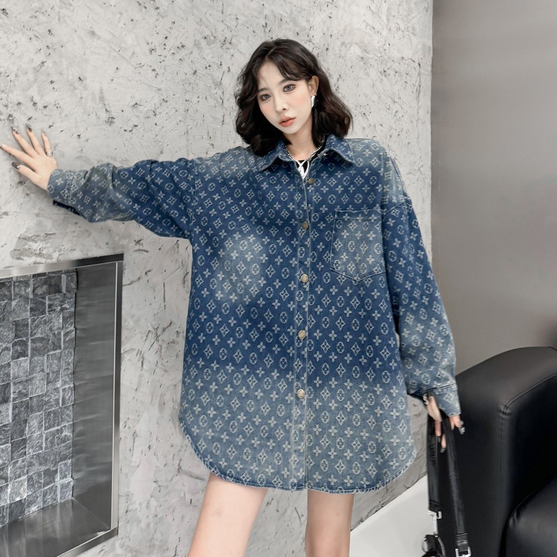 【Noir Mode】高級感溢れる 上品 デニムジャケット レディース 新作 ゆったり ファッション シャツ ジーンズジャケット