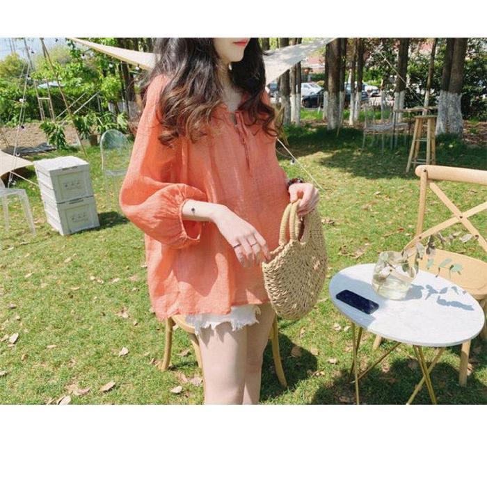 リネンブラウス チュニック 長袖 シャツ レディース 春夏 綿麻風 シャツブラウス 大きいサイズ トップス 体型カバー 涼しい 薄手 大人 可愛い 5,052円