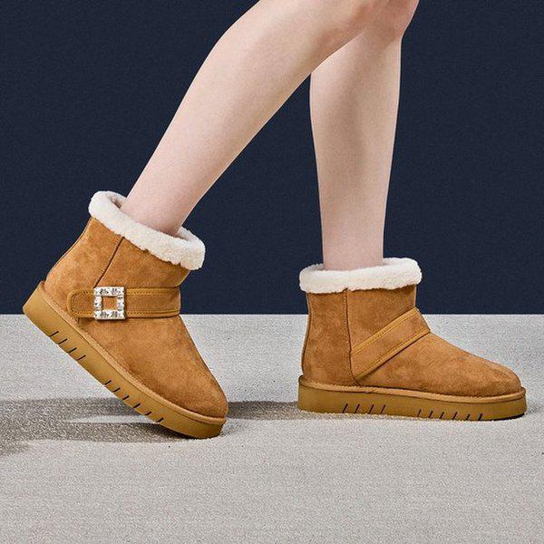 軽量クッションファー起毛アンクル女性ブーツ1XWA75XZ_GN