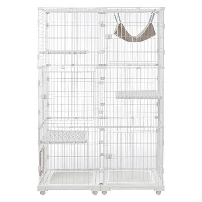 【国内即日発送】猫 ケージ キャットケージ 3段 幅広設計 自由組み合わせ トレー付き 猫ドア付き ハンモック付き 大型 猫ゲージ おしゃれ キャットハウス ネコ ハウス 多段 留守番 脱走防止