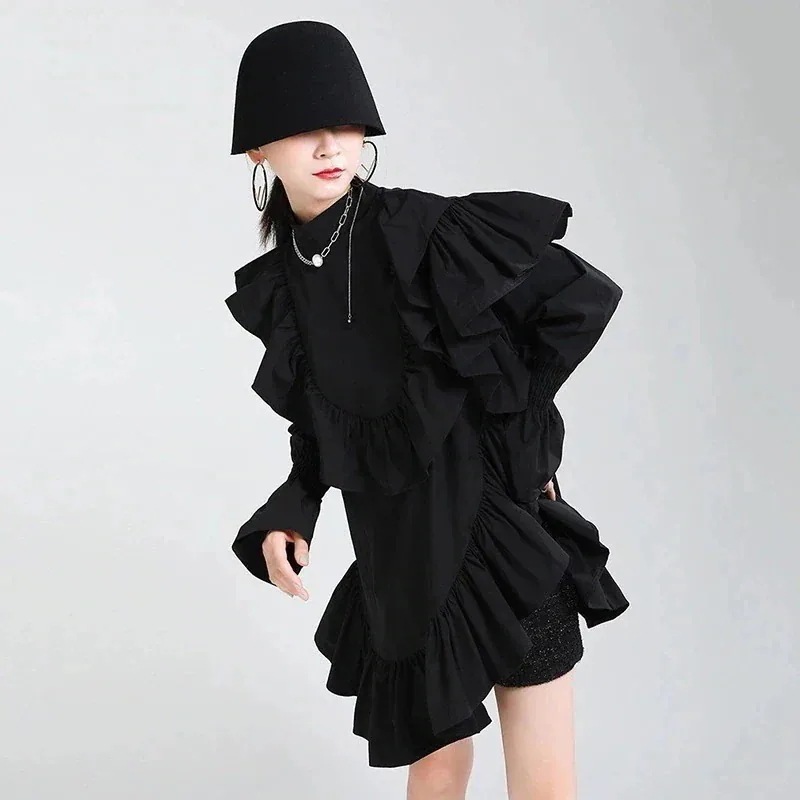 JFashionの前にGET! シャツワンピ フリル プリーツ フランス風 体型カバーチュニック レディース ショートワンピース 体型カバー 日焼け止め メガ割