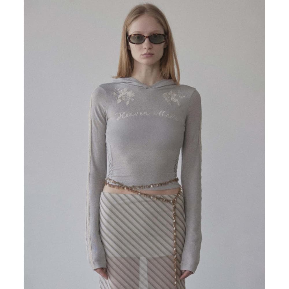 スカルプター Rose Angora Hoodie Tee Pale Melange SC24A230GY