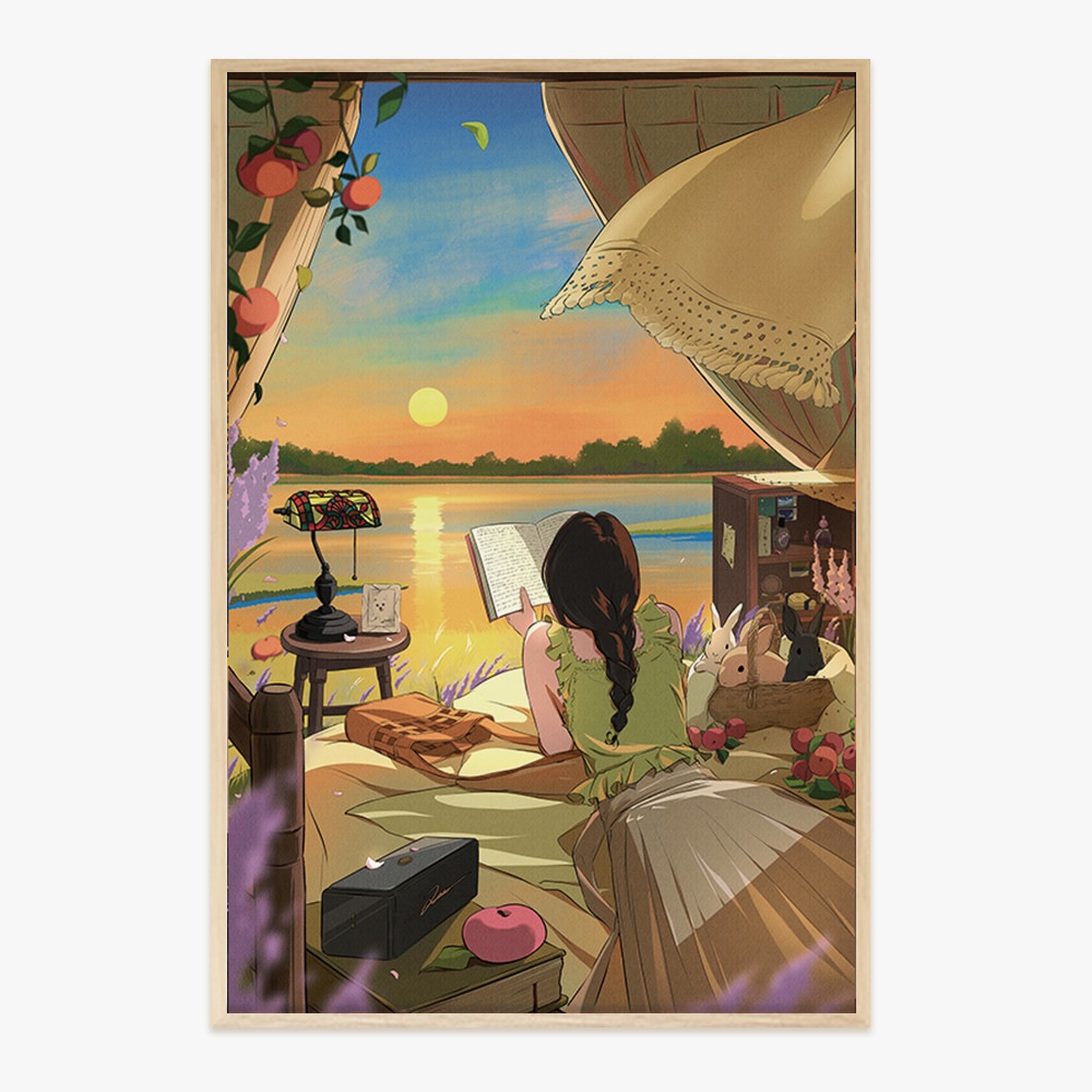 [夕焼けの光] two_di イラスト 絵 キャンバス アート プリンティング インテリア 額縁 寝室 リビング オフィス プレゼント