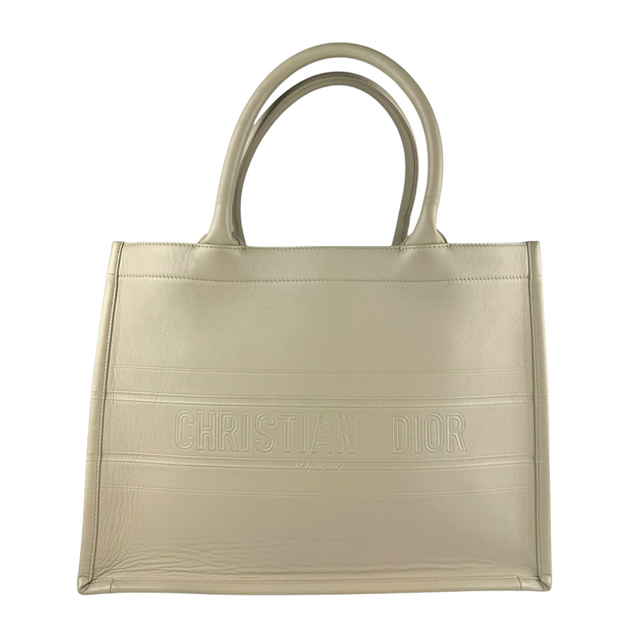 クリスチャンディオール Christian Dior ハンドバッグ ブックトート ミディアム レザー ベージュ レディース z8094
