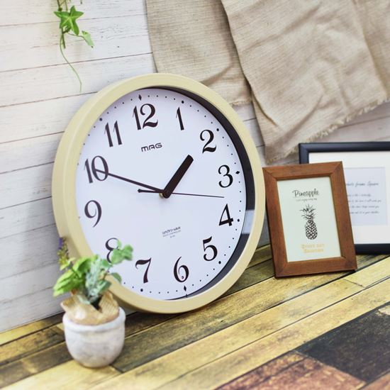 壁掛け時計 電波時計 ウォールクロック 夜間自動点灯ライト付き 明暗センサー 灯 幅30.7cm