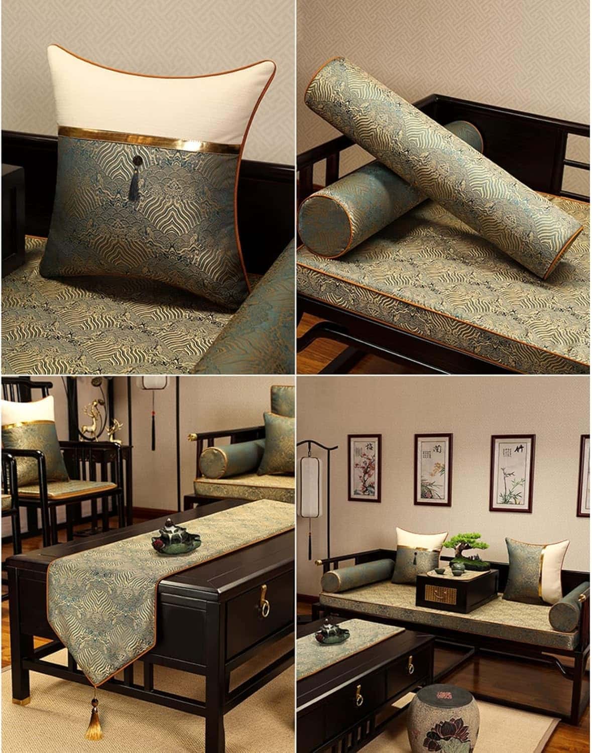 新中式扶手枕 長条沙 靠 公室椅子 腰枕 睡 用 腿糖果枕