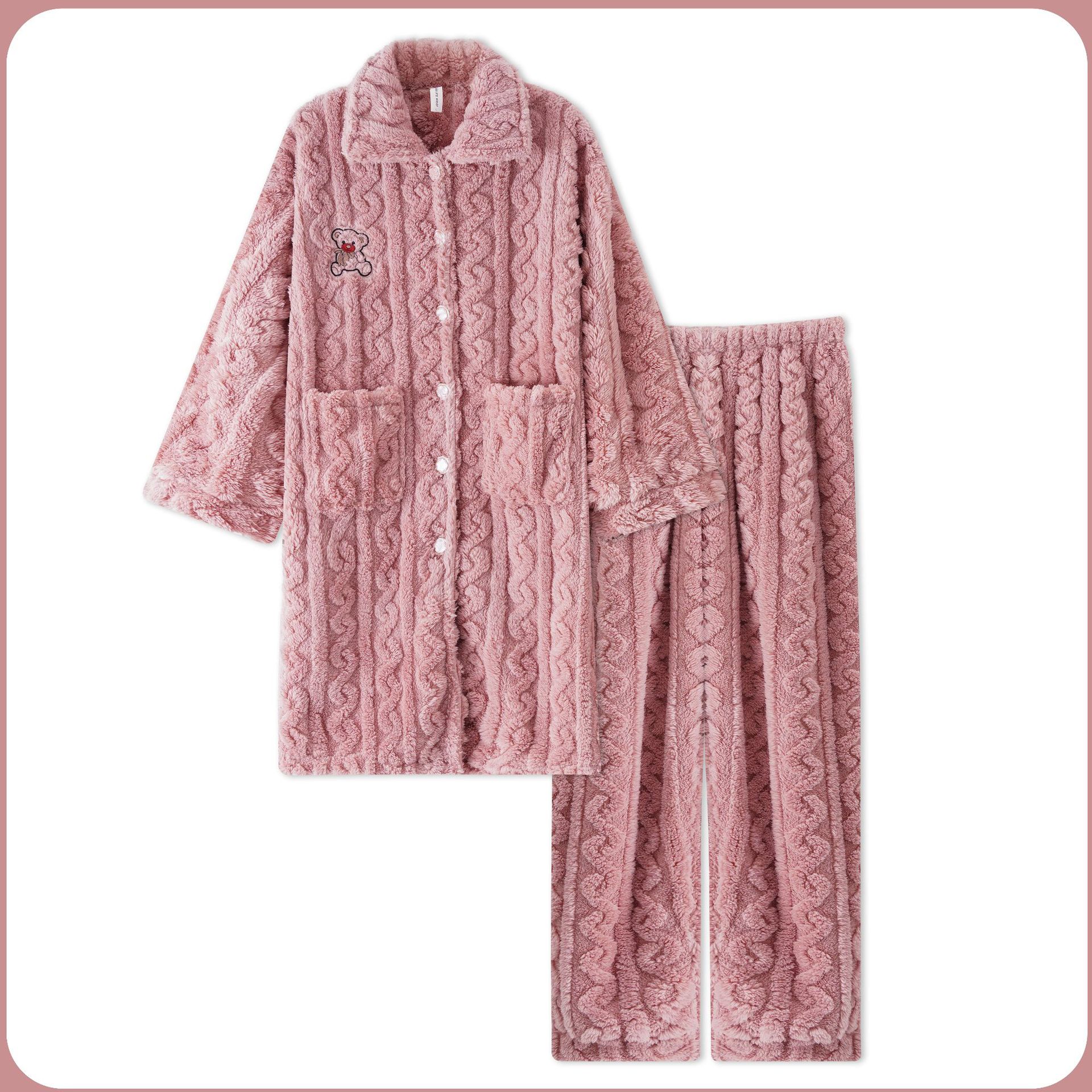 レディース 冬用 厚手 襟付き カーディガン セット コーラルフリース アウター着用に最適