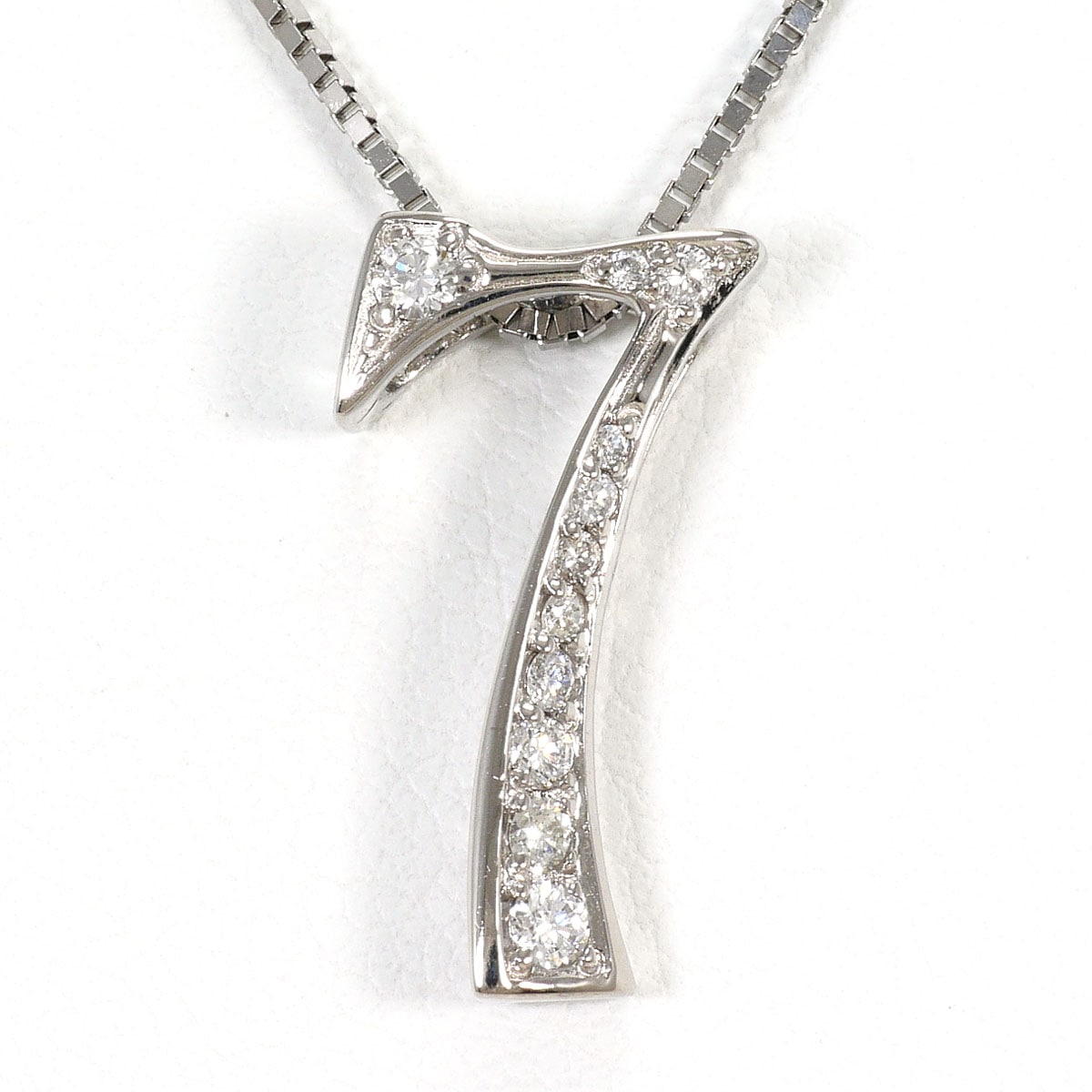 K18 18金 WG ホワイトゴールド ネックレス ダイヤモンド 0.17ct カード鑑別書 総重量約3.8g 約45cm ジュエリー 中古
