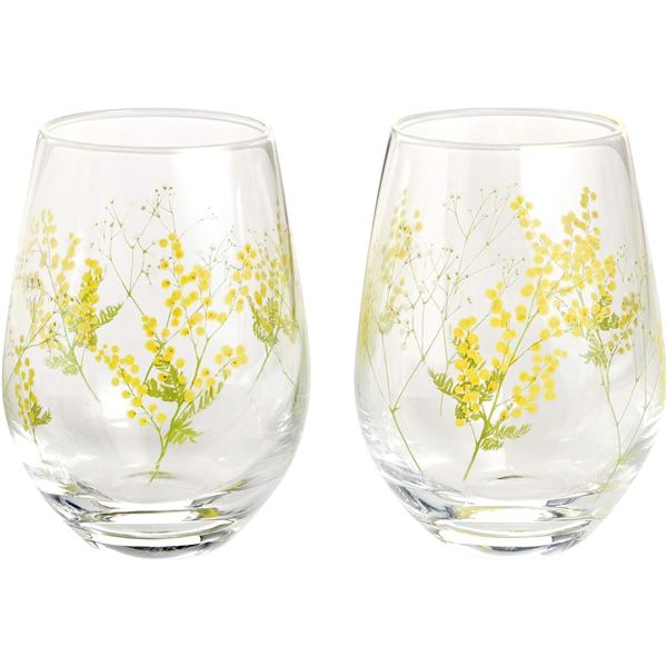 花文 hanafumi ペアタンブラー （ミモザ/かすみ草柄） G099-T282